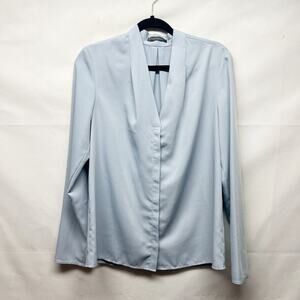 Suzy Shier Button Front Women's Blue Top Size Medium Office Career Wear